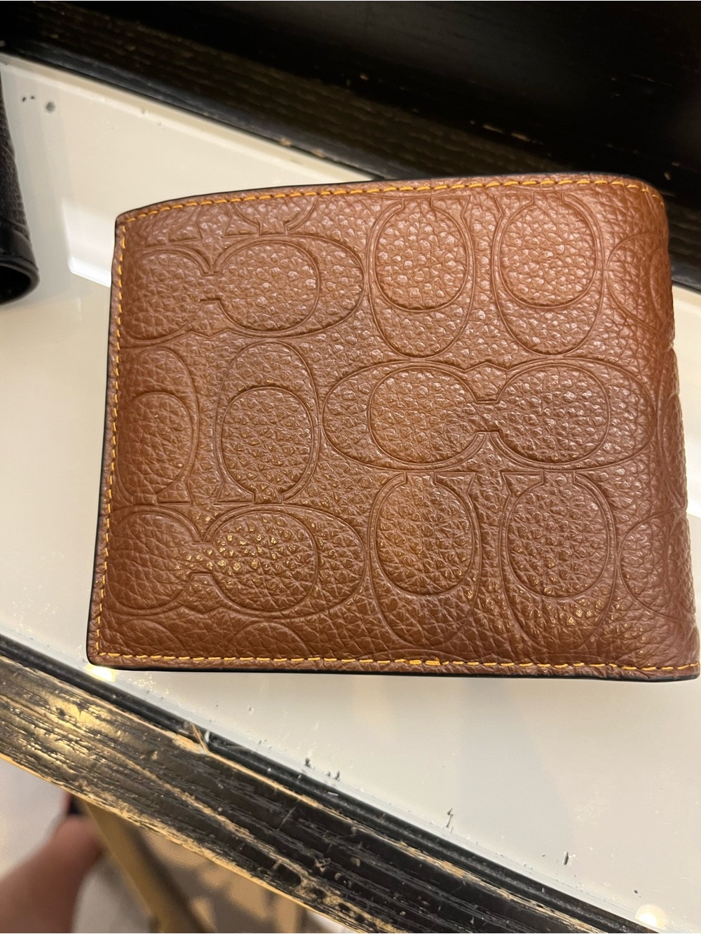 Coach Brown Signature logo 3 in 1 Bi-Fold Wallet ID case new